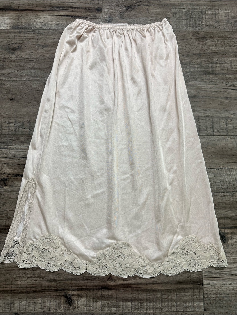 Vintage Ivory Lace Trim Slip Skirt | Coquette Fairycore Midi Half Slip Y2K 90s S